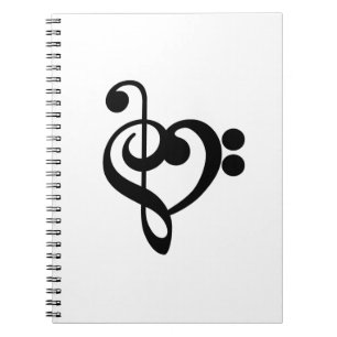 Music Treble Bass Clef Heart Notebook