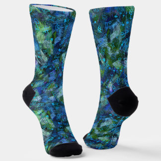 Music Treble Clef and Notes Abstract Pattern Socks