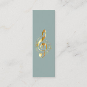 Music Treble Clef Chrome Personalised Mini Business Card