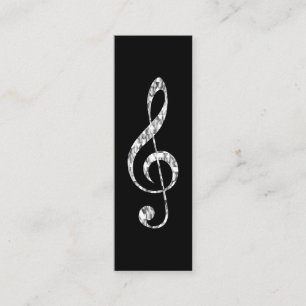 Music Treble Clef Chrome Personalised Mini Business Card