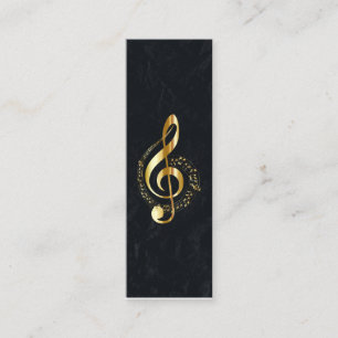 Music Treble Clef Chrome Personalised Mini Business Card