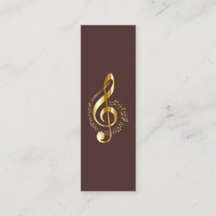 Music Treble Clef Chrome Personalised Mini Business Card