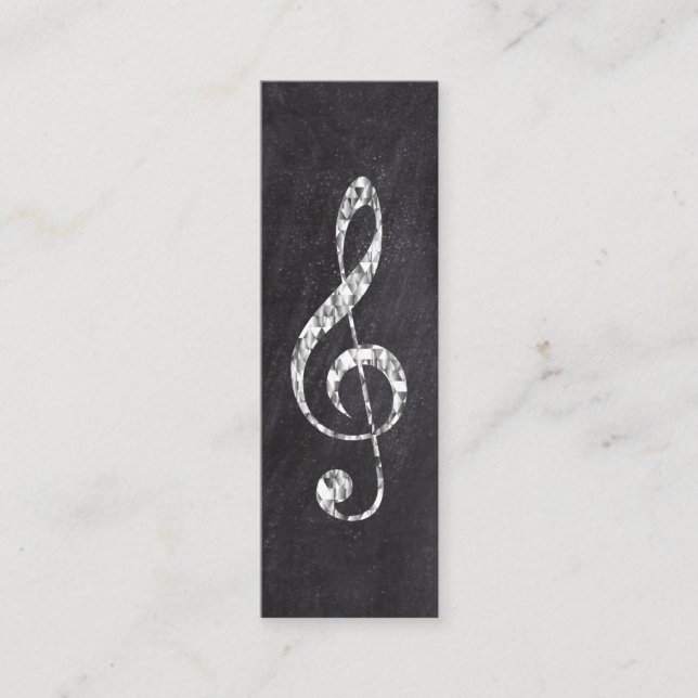 Music Treble Clef Chrome Personalised Mini Mini Business Card (Front)