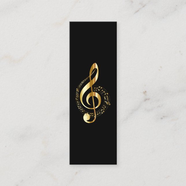 Music Treble Clef Chrome Personalised Mini Mini Business Card (Front)