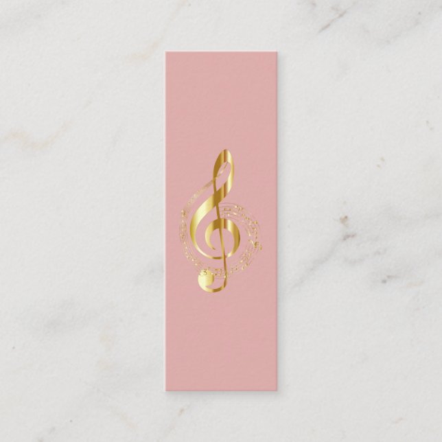 Music Treble Clef Chrome Personalised Mini Mini Business Card (Front)