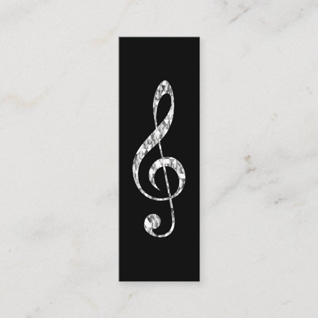Music Treble Clef Chrome Personalised Mini Mini Business Card (Front)