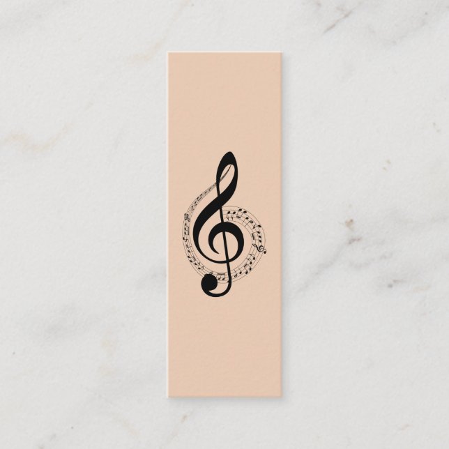 Music Treble Clef Chrome Personalised Mini Mini Business Card (Front)