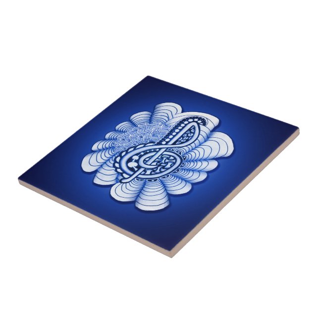 Music Treble Clef Decorative and Personalizable Tile (Side)