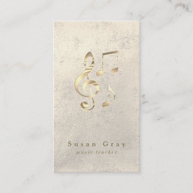 music treble clef faux gold business card (Front)