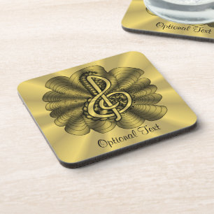 Music Treble Clef Gold Customised Coaster