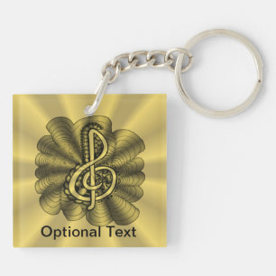 Music Treble Clef Gold Customised Key Ring