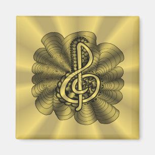 Music Treble Clef Gold Customised Magnet