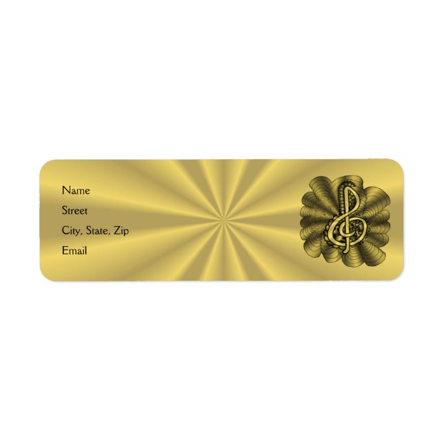 Music Treble Clef Gold Customised Return Address Label (Front)