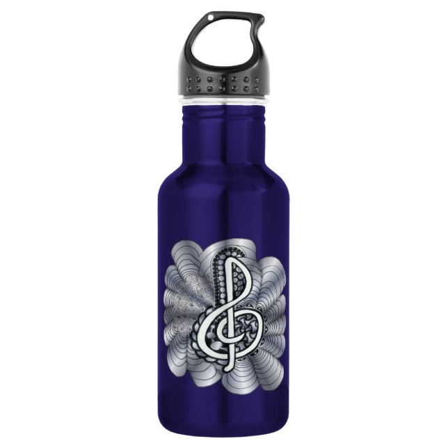 Music Treble Clef Silver 532 Ml Water Bottle (Front)