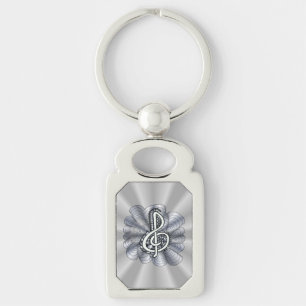 Music Treble Clef Silver Key Ring