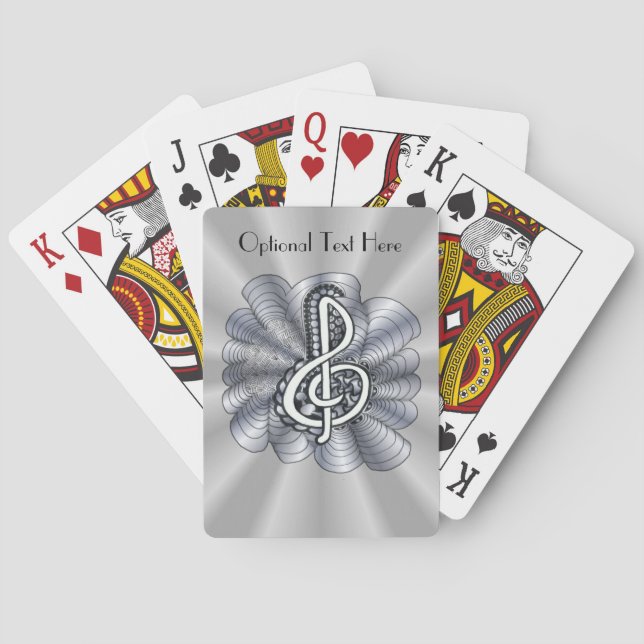 Music Treble Clef Silver Playing Cards (Back)