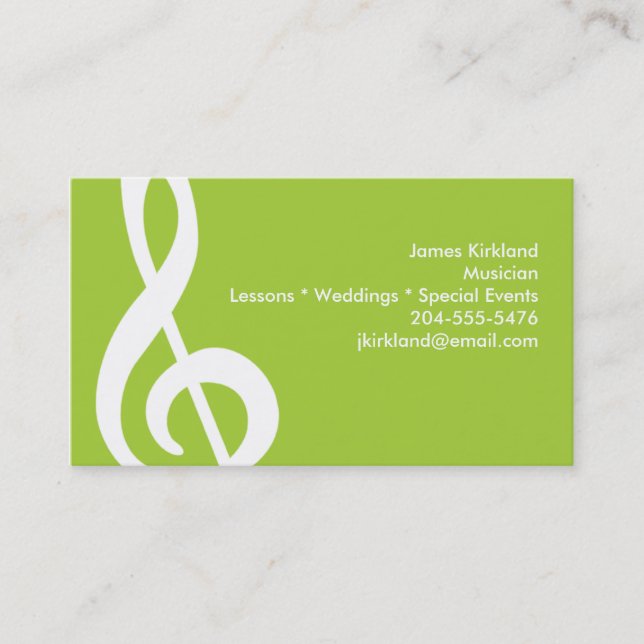 Music Treble Clef Teacher Musician Band Director Business Card (Front)
