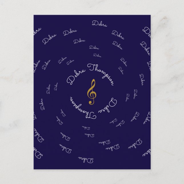 music treble clef with name personalised postcard (Front)