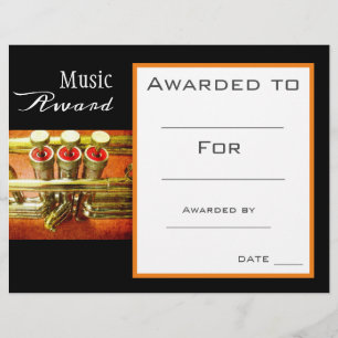 Music trumpet award certificate music teacher