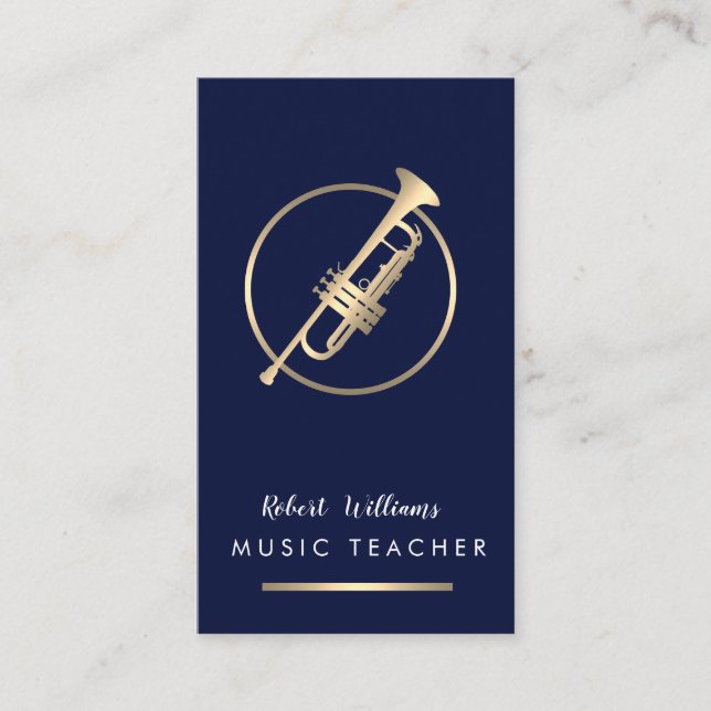 Music Trumpet Instrument Bass Band  Musician Business Card (Front)
