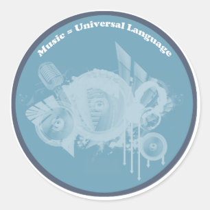 Music Universal Language Blue Classic Round Sticker