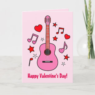 Music Valentine's Day with Guitar Holiday Card