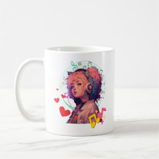 Music Vibes Only Coffee Mug - Kawaii Anime Girl