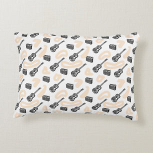 Music Vintage Illustrations Guitar Radio Pattern P Decorative Cushion