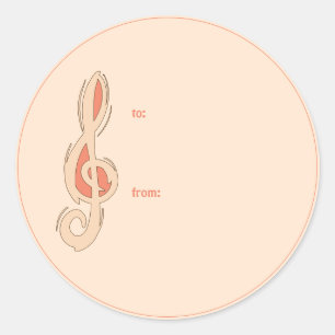 Music. Violin Key. Musician From / To Template Classic Round Sticker