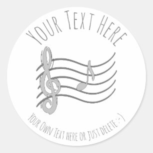 Music. Violin Key & Note A. Musician Gift Template Classic Round Sticker