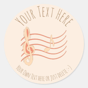 Music. Violin Key & Note A. Musician Gift Template Classic Round Sticker