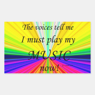 Music Voices Say Must Play Rectangular Sticker