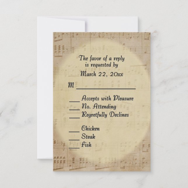 Music Wedding Theme RSVP Card (Front)