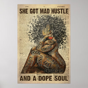 Music &Wine Lover She Got Mad Hustle & A Dope Soul Poster