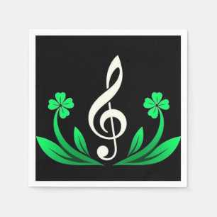 Music with lucky clover napkin
