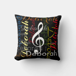 music with patterned name stylish decor cushion
