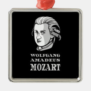 Music - Wolfgang Amadeus Mozart Portrait Metal Ornament
