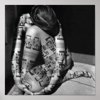 Musica-artista,blanco y negro poster