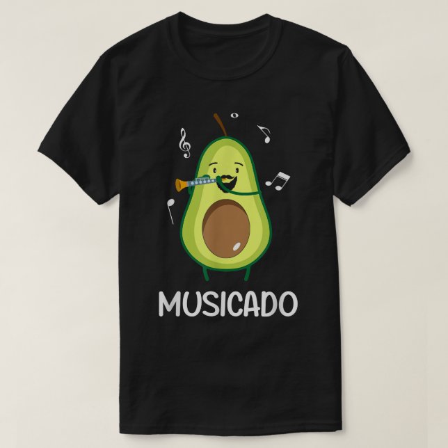 Musicado Avocado Playing The Clarinet Musician Fun T-Shirt (Design Front)