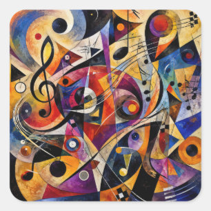 Musical Abstract Art Kandinsky Style Square Sticker