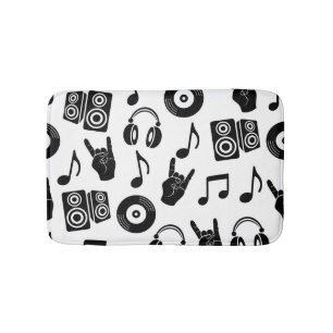 Musical Accessories: Monochrome Vintage Pattern. Bath Mat