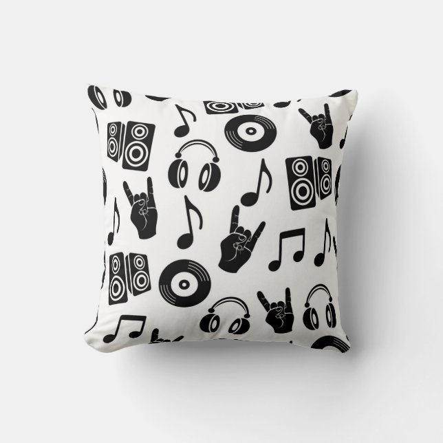 Musical Accessories: Monochrome Vintage Pattern. Cushion (Front)