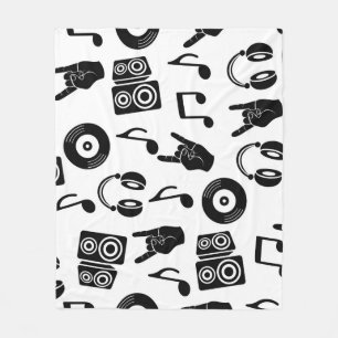 Musical Accessories: Monochrome Vintage Pattern. Fleece Blanket