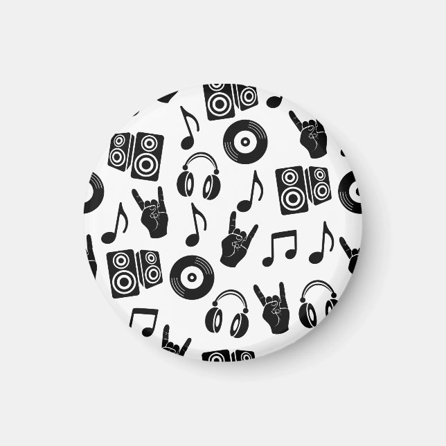 Musical Accessories: Monochrome Vintage Pattern. Magnet (Front)