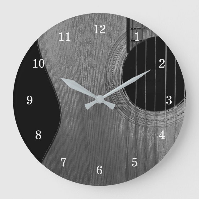 Musical Acoustic Guitar Abstract Large Clock (Front)