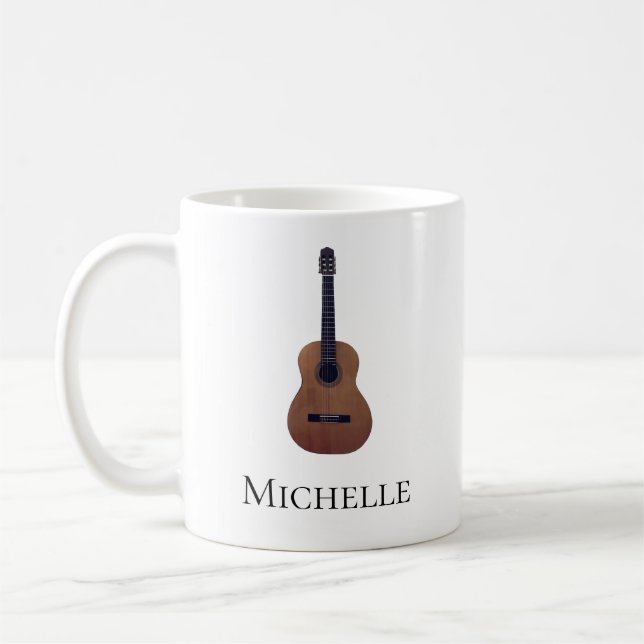 Musical Acoustic Guitar Personalised Coffee Mug (Left)