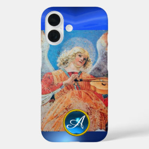 MUSICAL ANGEL , Blue Sapphire Gemstone Monogram iPhone 16 Case