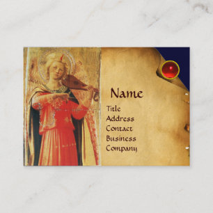 MUSICAL ANGEL IN RED AND GOLD BUSINESS CARD