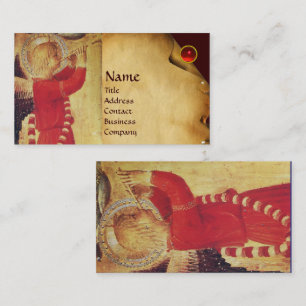 MUSICAL ANGEL IN RED AND GOLD BUSINESS CARD