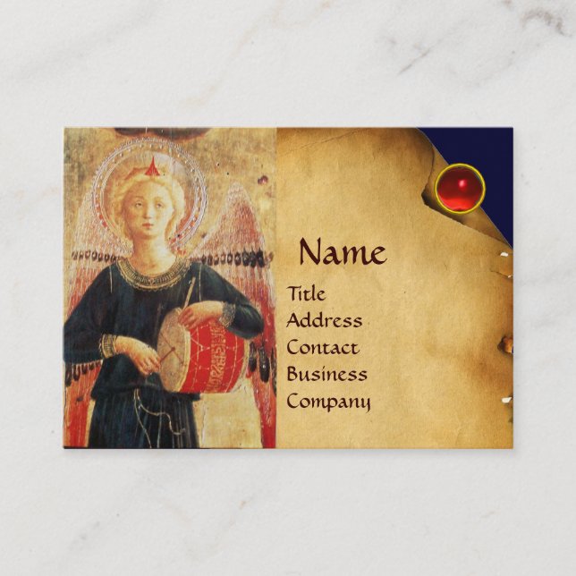 MUSICAL ANGEL PLAYING DRUM BUSINESS CARD (Front)